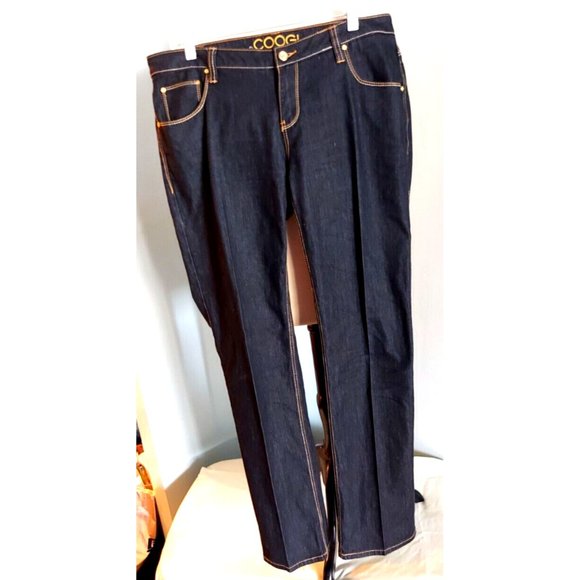 Women's COOGI Black Bootcut Jeans 15/16Logo Pockets Gold embroidered NWOT